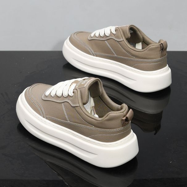 Men's Summer New Korean Style Versatile Lightweight Breathable Canvas Casual Shoes For Teenagers Thick Sole Height Increasing Sneakers_vogvips.com