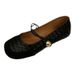 Spring 2025 New Flat Bottomed Mary Jane Shoes With Round Toe And Soft Sole, Versatile Fashion, Shallow Mouth, One Word_vogvips.com