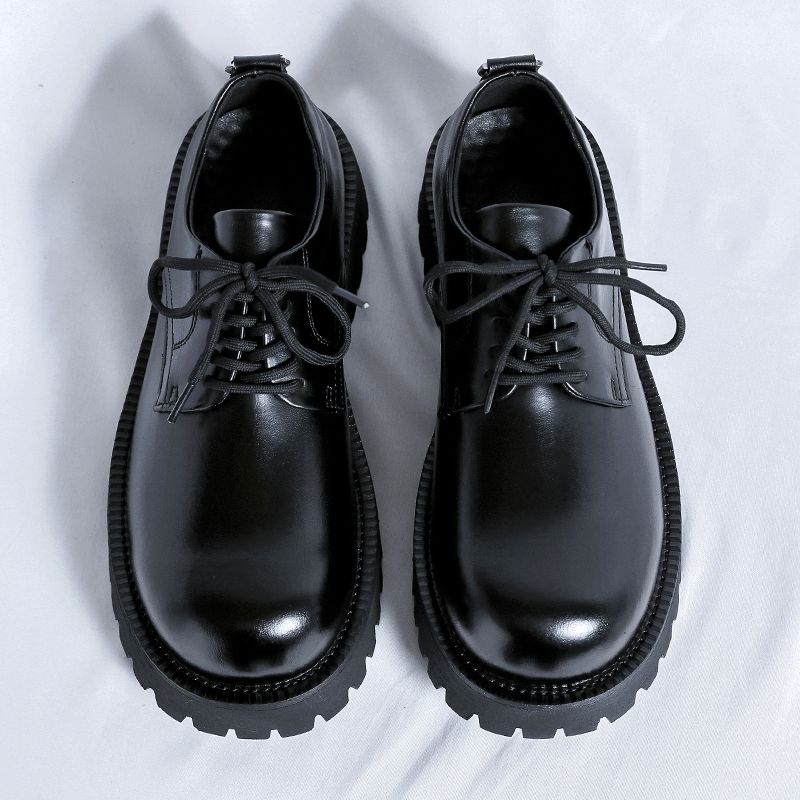 Leisure Business Thick Soled Men's Lace Up Leather Sneakers Man Minimalism Casual For Men Party Walking Fashion Shoes_vogvips.com