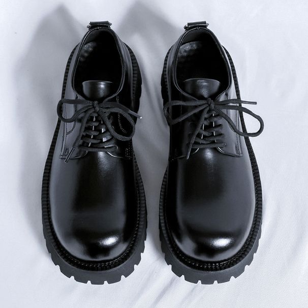 Leisure Business Thick Soled Men's Lace Up Leather Sneakers Man Minimalism Casual For Men Party Walking Fashion Shoes_vogvips.com