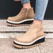 Plus Size Wedge Short Women 2021 New Side Zipper Thick Sole Leather Boots 43_vogvips.com