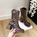 ~ Autumn Chunky Heel Square Toe Western Cowboy 2025 New Mid-Calf Suede Short Boots Fashion Versatile_vogvips.com