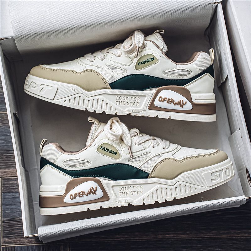 Men's Sneakers Thick Soled White Shoes Fashionable Shoes Camouflage Korean Style Low Top Men's Shoes Youth Sports Casual Shoes Trendy_vogvips.com