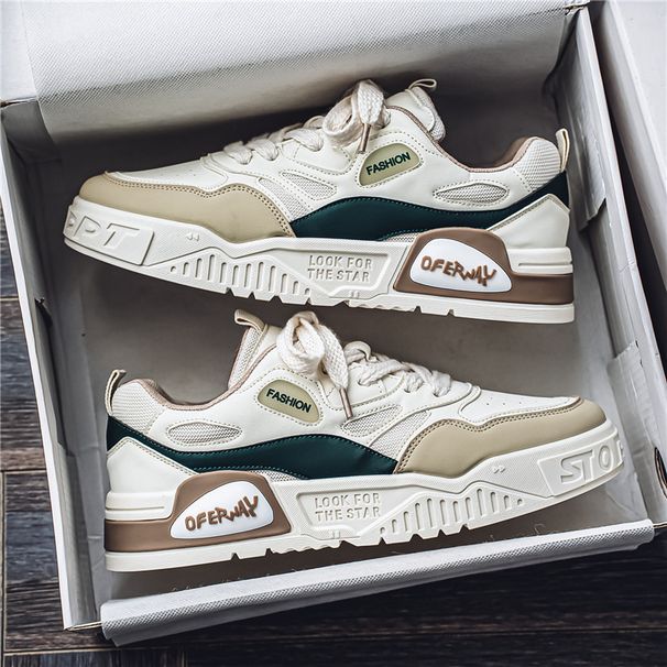 Men's Sneakers Thick Soled White Shoes Fashionable Shoes Camouflage Korean Style Low Top Men's Shoes Youth Sports Casual Shoes Trendy_vogvips.com