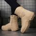 Outdoor High-top Boots Men Thick-soled Shock-absorbing Anti-slip Combat Boots Men Soft Durable Casual Hiking Shoes Men_vogvips.com