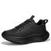 Black Men's With Leather Surface, Soft Shock Absorption, Casual Sports Thick Sole, Height Increasing, Versatile, Student_vogvips.com