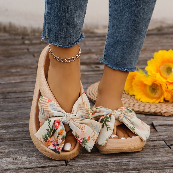 Summer Ladies Handmade Bows Flip-flops Soft-soled Non-slip Women's Cloud Slippers Travel Vacation Beach Women Shoes_vogvips.com