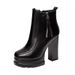 Heels Super High Heels, Waterproof Platform, Heeled Short British Style, Thick Soled Martin Autumn And Winter Women's_vogvips.com