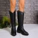 Simplified Western 2025 Autumn New Style Small Square Head Thick Heel Middle Tube Boots Children_vogvips.com