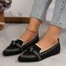 Breathable Slip-On Women's Flats With Bowknot Detail – Pointed Toe, Wide Fit, Lightweight Knit Fabric For Casual Comfort_vogvips.com
