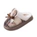 Thick-Soled Cotton Women, Autumn And Wint, Bowknot New Style, Home Use, Fleece-Lined, Warm, Non-Slip Slipps For_vogvips.com