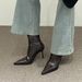 2024 Autumn Winter New Slim Thin High Heel Pointed Toe Elegant Soft Leather Back Zipper Korean Style Versatile Short_vogvips.com