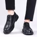 Euro Step Men's Leather Casual Shoes Autumn Brogue Thick Sole British Style Business Formal Trendy Lace-up_vogvips.com