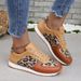 Women's New Thick Soled Leopard Print Lace Up Casual Sports Shoes Women's Large Size Low Top Single Shoes Running Shoes_vogvips.com