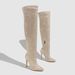Women's Rhinestone Knee-High Boots Pointed Toe Side Zipper Comfortable Wide Fit Fashion Stiletto Heels_vogvips.com