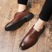Euro Step Men's Leather British Style Pointed Toe Trendy Business Casual Lace-up Wear-resistant Fashion Brogue Shoes_vogvips.com