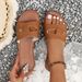 Summer Women's Wide Width Square Toe Slides - Flat Comfortable Flip Flops (Casual Beach Sandals With Adjustable Strap)_vogvips.com