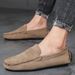 Fashion Suede Leather Men Casual Shoes Comfortable Man Loafers Lightweight Lazy Boat Shoes Breathable Slip On Man Driving Shoes_vogvips.com