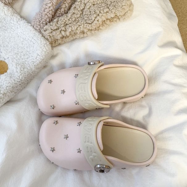 High-End Women's Studded Slip-On Sandals With Thick Soles For Summer Commuting And Everyday Wear_vogvips.com