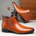 Euro Step Large Size 48 Low-top Leather Shoes British Style Pointed Toe Martin Men's Trendy Versatile Boots_vogvips.com