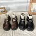 Chunky-heeled British-style Women's Leather Shoes, 2025 Spring New Model, Thick-soled, Round-toed, Ankle-strap, Shallow_vogvips.com