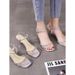 silver Rhinestone Sandals Women, 2025 Summer New Style, Elegant Thin Heel, One-strap, Fairy-style, Suitable For Pairing_vogvips.com