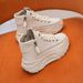 Women's Dad 2023 Autumn High-top Sports Casual Versatile Thick-soled Fashion Short Boots Trendy Shoes Korean Style White_vogvips.com