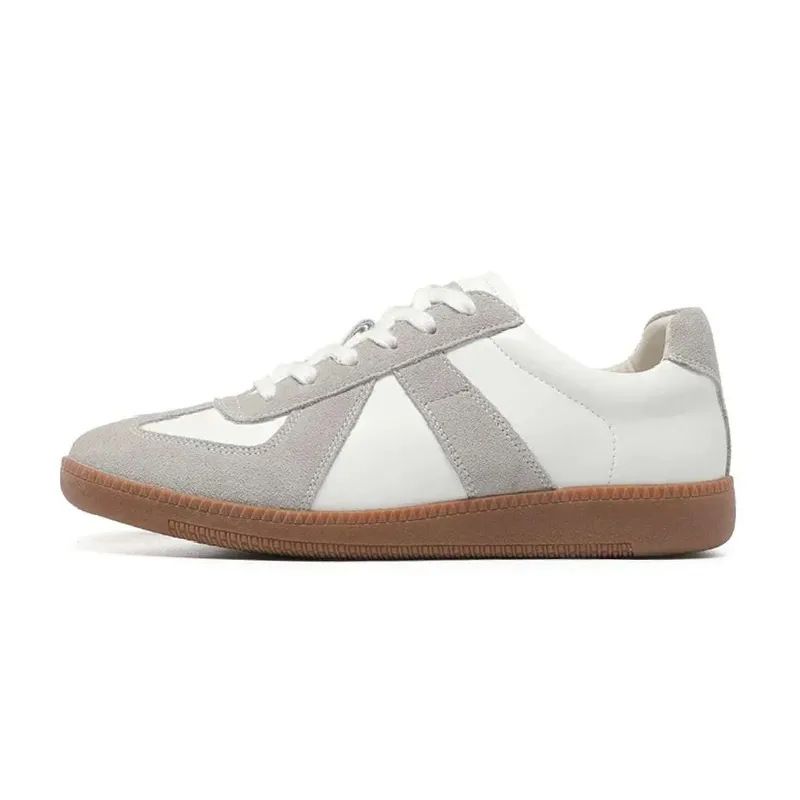 M6 German Training Original Label Versatile Lace Up Men's And Women's Casual Comfortable Flat Bottom Round Head White_vogvips.com