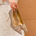 Women's Wedding Shoes Champagne Gold Pointed Toe High Heels Rhinestone Bridal Shoes For Bride Comfortable Elegant Princess Style Women's Single Shoes._vogvips.com