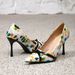 Women's Floral Print High Heels Fashionable Pointed Toe Stilettos For Evening Party Casual E Commerce_vogvips.com