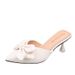2022 Summer New Korean Style Bowknot Closed-Toe Sandals Women, Fashionable High Heel Pointed Toe Half Slippers For Women_vogvips.com