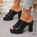 Spring Summer European American Fashion Chunky Heel High-heeled Open-toe Shoes, New Foreign Trade Platform Thick-soled_vogvips.com