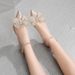968-B5 New French Pointed Women's High Heel Rhinestone Butterfly Waterproof Platform Shining Wedding Shoes Don't Tire_vogvips.com