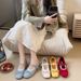 Gentle Mary Jane Shoes Women's French With Skirt Single Shoes Bow Heightening Ballet Shoes_vogvips.com