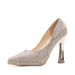 2026 New Model Pointed Toe Sequin Rhinestone High Heels Women, Chunky Heel, 10cm Platform, Elegant Catwalk Shoes For_vogvips.com