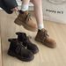 Platform Lace-up Martin For Women 2025 Autumn New Fashion Workwear Yellow Melad Short Boots_vogvips.com
