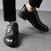 Euro Step Men's Winter Cowhide Business British Formal Wedding Brogue Youth Korean Style Trendy Casual Leather Shoes_vogvips.com