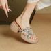 Fashionable Thick-soled Embroidered Slippers, Retro Apricot And Black Open-toe Sandals, 2026 Soft Leather Platform_vogvips.com