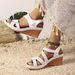 Manufacturer's Large-size Velcro New Women's Bohemian Style Wedge High-heel Cross-strap Sandals_vogvips.com