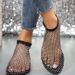 Summer New Oversized Round Toe With Diamond Studded Short Boots, Flat Bottomed Hollow Sandals For Women_vogvips.com