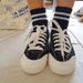 New 2025 Women's White Sneakers, Spring Fresh And Versatile Lace-up Shoes, College Style Flat Canvas Shoes For Women_vogvips.com