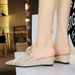 Women's Elegant Bow Pearl Rhinestone Slip-On Mules - Pointed Toe Casual Shoes For Women, Comfortable & Stylish, Sizes 35-39 Slip On Slippers For Women_vogvips.com