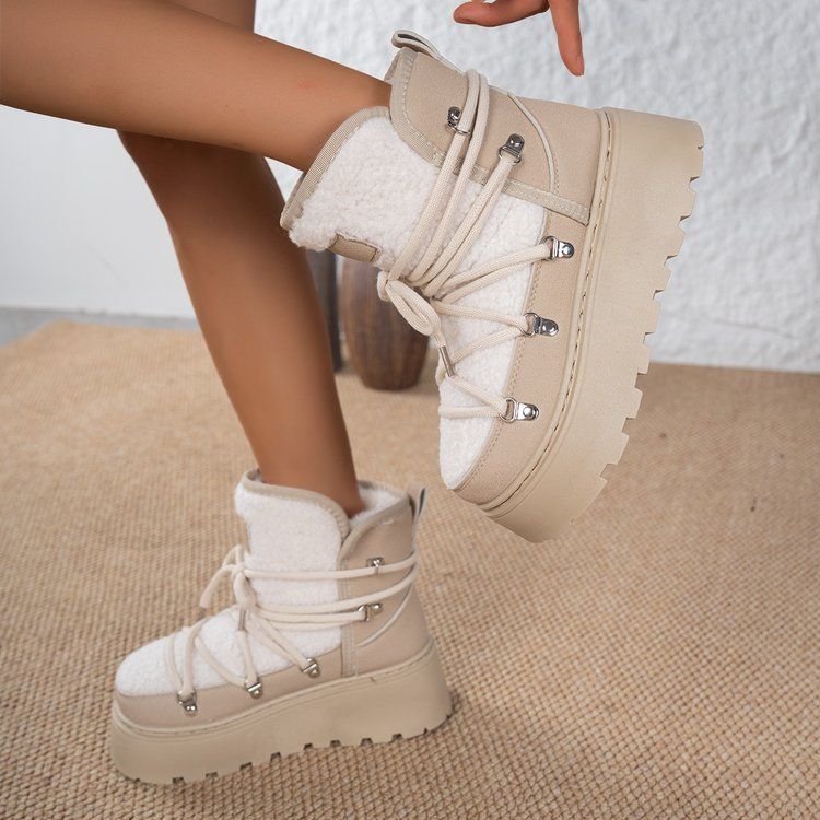 Women's Shoes Large Size Snow Boots Women's 2025 Winter New Thick Sole Warm Plus Velvet Thickened Comfortable Warm Cotton Shoes Women_vogvips.com