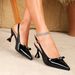 Cross-border Pointed-toe High-heeled Shoes, New Fashion Simple Large-size Patent Leather Strap European And American_vogvips.com