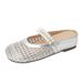 Baotou Half-Slip Women's Summer Outdoor Wear Heel-Raising Slippers With Hole-Perforated Knitted Design, Breathable Knit Fashion Sandals_vogvips.com