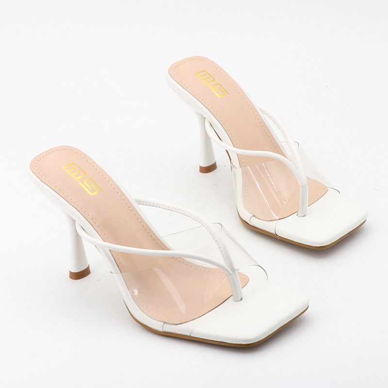 MS Women's Transparent Strap High Heel Sandals - Elegant Square Toe Open-Toe Slingback Dress Shoes For Women_vogvips.com