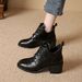 Retro Martin Boots Chunky Heel Lace Up Pointed Toe Mid Heel Fashion Boots British Style Plus Size Winter New Style Size 43_vogvips.com