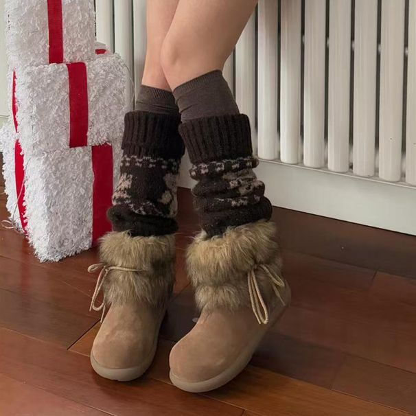 2025 Autumn Winter New Women's Casual Versatile Snow Boots Thick Sole Furry Lined Thickened Warm Large Cotton Shoes_vogvips.com