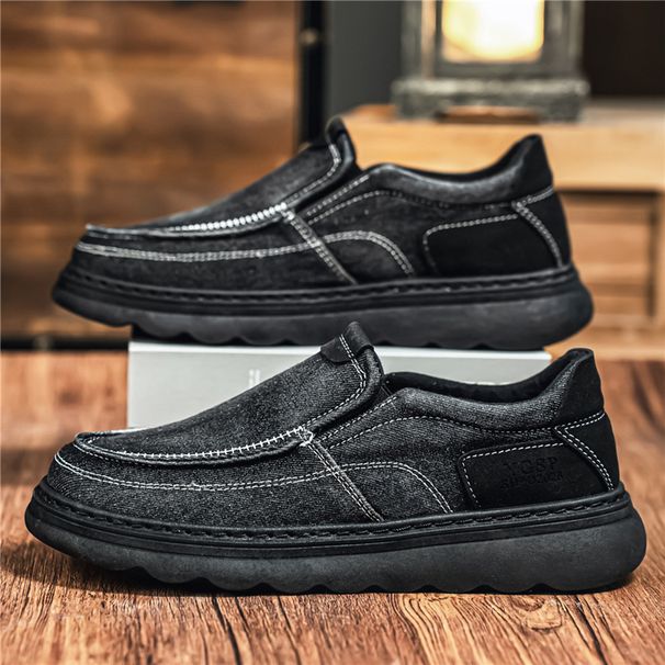 Men’s Lightweight Summer Canvas Loafers With Round Toe Mesh Lining PVC Sole Breathable Casual Slip-on Driving Shoes_vogvips.com