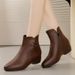 Pointed Toe Short 2025 New Small Heel High Heels Soft Leather Women's Shoes Spring Autumn Thin Martin Boots For Women_vogvips.com